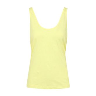 Msgm Sleeveless Tops, female, Yellow, Size: L Yellow Cotton Top with Wide Straps