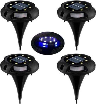 OEM Luci Solari A Led Per Prato, 8 Led, Set Da 4 Faretti Solari Da Giardino Impermeabili Ip65, Luci Decorative Per Vialetto, Giardino, Patio, Cortile, Pra