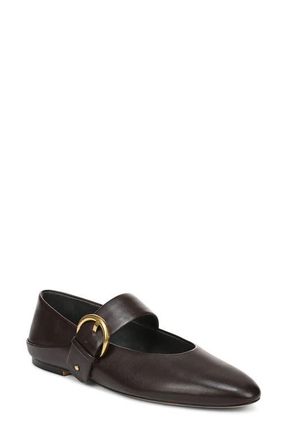 Franco Sarto Reeva Mary Jane Flat in Brown Leather at Nordstrom, Size 7.5