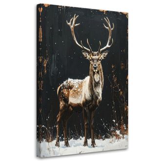 Feeby Cuadro En Lienzo, Reno Invierno Nieve &Aacute;rboles De Navidad, 80x120