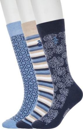 Original Penguin Ayres Floral Assorted 3-Pack Crew Socks in Navy at Nordstrom Rack