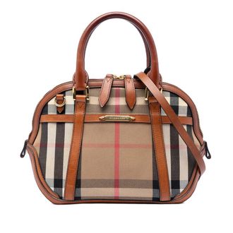 Burberry Pre-owned Burberry Small Leather Trimmed House Check Canvas Bridle Orchard Satchel Ladies U16PT2CO00VE0ZGC