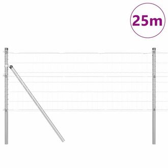 Berkfield Home Versatile Euro Fence with 13 Posts 0.4x25 m Galvanised Steel in Silver