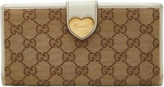 Gucci Pre-owned Wallets, female, Beige, Size: ONE SIZE Pre-owned Canvas Wallet