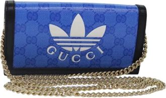 Gucci Pre-owned Cross Body Bags, female, Blue, Size: ONE SIZE Pre-owned Vintage Canvas Wallet
