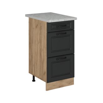 Vicco Mueble Bajo De Cocina R-line, Antracita Casa De Campo, 40 Cm Con Cajones, M&aacute;rmol Ap Vicco