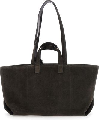 A.P.C. Womens Shopper Bag Le Drummer Brown Suede Cowhide Leather Tote
