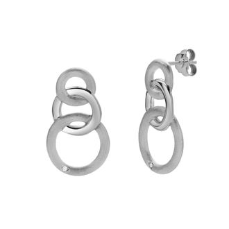LuvMyJewelry Zerina Sterling Silver 0.02 Ct Diamond Interlinked Circle Drop Earrings