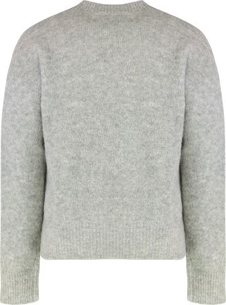 Ami Mens Sweater Round Neck Grey Mixed Wool Alpaca Sweatshirts