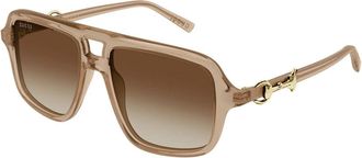 Gucci Pilot Zonnebrillen - unisex - Zonnebrillen - Bruin - 55 MM - Nylon - Accessoires