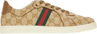 Gucci Schoenen, Dames, Bruin, 40 EU, Leer, Stretch Low-Top Sneaker