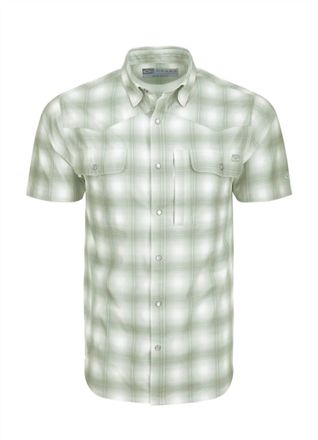 Drake's Mens Short Sleeve Cinco Ranch Western Plaid Shirt In Desert Sage