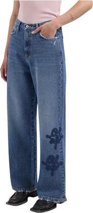 Olaf Hussein Monogram Denim Pant - Dames - Loose Fit Jeans - Blauw - S - Denim - Jeans