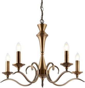 Endon Lighting Kora - 5 Light Multi Arm Ceiling Pendant Candle Antique Brass, E14 - Endon