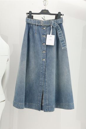 Dior Womens Skirt Eth-Jupe Denim Blue Cotton