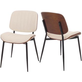 Hhg Nunca Usado] Juego De 2 Sillas De Comedor Hhg 182, Silla De Cocina Silla, Madera Curvada Imitaci&oacute;n Cuero Oeko-tex Mvg, Aspecto Nogal, Marr&oacute;n Vintage