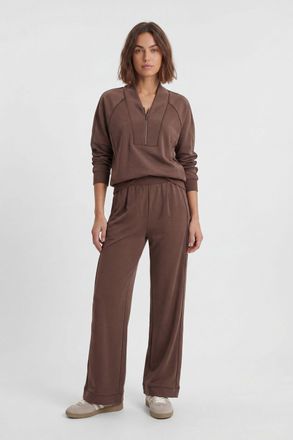 Karen Millen Womens Petite Premium Luxe Wide Leg Jogger - Chocolate polyamide - Size X-Small
