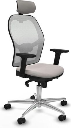 Piqueras y Crespo Jorquera Sincro Malla Blanca Similpiel Blanco Brazos 2d Base Aluminio Cabecero 2d Ruedas 65mm Nailon