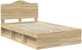 vidaXL Estructura De Cama Con Cabecera Roble Sonoma 135 X 190 Cm Vidaxl