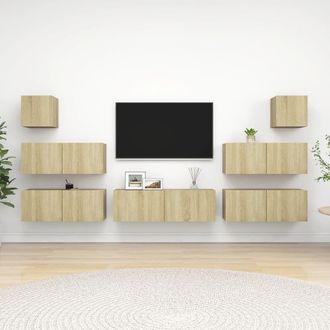 Berkfield Home 7 Piece TV Cabinet Set Sonoma Oak Engineered Wood in Brown