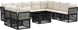 vidaXL Conjunto De Sof&aacute;s De Jard&iacute;n 11 Uds. Negro Rat&aacute;n Sint&eacute;tico Vidaxl