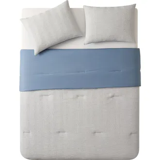 VCNY Home Herringbone Microfiber Reversible Comforter & Sham Set in Blue at Nordstrom Rack, Size Full/queen