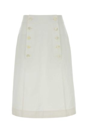 Prada Womens White Gabardine Skirt - Ivory Cotton - Size EU 38 (Womens)