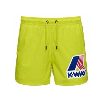 K-Way K-Way, Beachwear, male, Green, Size: S Yellow Swim Shorts with Elastic Waist