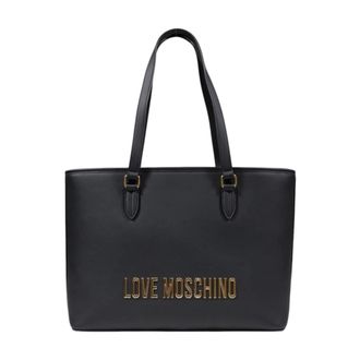 Love Moschino Tote Bags, female, Black, Size: ONE SIZE Black Plain Pattern Handbag