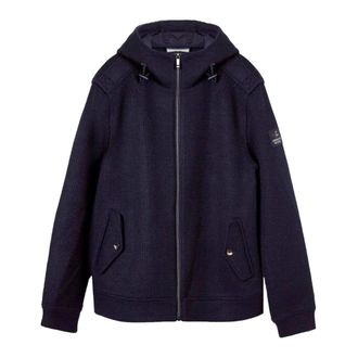 Aeronautica Blauwe Geribbelde Gebreide Wollen Jas - Heren - Zomerjassen - Blauw - M - Wol - Jassen