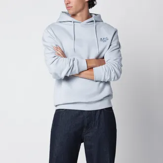 A.P.C. Felpa con cappuccio blu in cotone