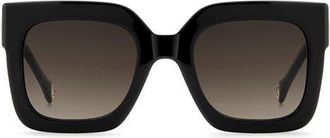 Carolina Herrera Her 52mm Gradient Square Sunglasses in Black Marble/Brown Sf at Nordstrom