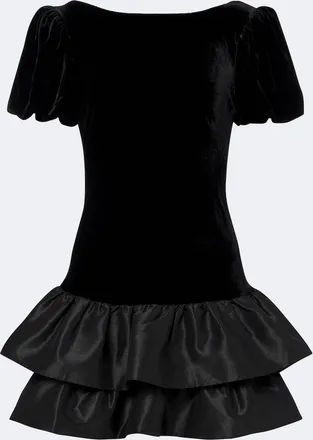 Rixo Anabella tiered velvet minidress