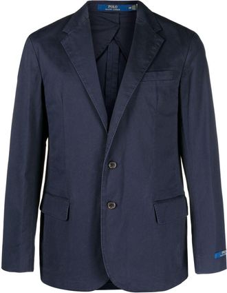 Polo Ralph Lauren single-breasted logo-patch blazer - men - Cotton/Viscose/Spandex/Elastane/Cotton - 42 - Blue