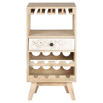 WOMO-DESIGN Mueble botellero 45x90x40 cm para 8 botellas con portavasos y caj&oacute;n