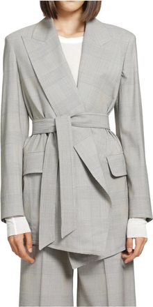 Max Mara Glen Plaid Wolgerok-Ge&iuml;nspireerde Jas - Dames - Blazers - Grijs - 2XS - Wol - Jassen