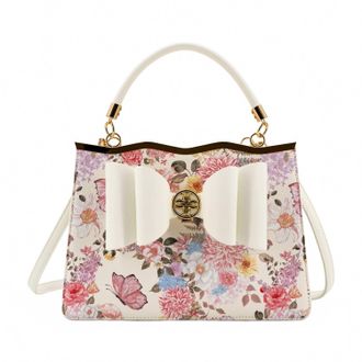 Like Dreams Womens Amelie Floral Bow Crossbody Bag In Ivory