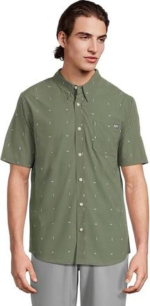 Salty Crew Breezer Performance Button Up Mens Clothing Four Leaf Clover : 2XL, Elastane/Polyester