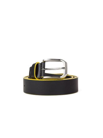 Momo Design Mens Belt Black-Yellow Genuine Leather Accessories - Black/yellow