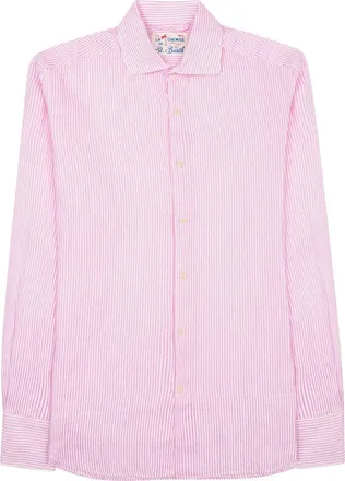 MC2 Saint Barth Pink Subtle Striped Long-Sleeve Linen Shirt