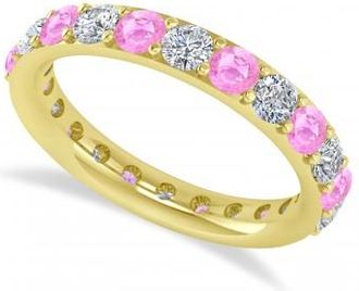 Allurez Diamond & Pink Sapphire Eternity Wedding Band 14k Yellow Gold (2.00ct)