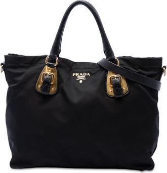 Prada Pre-owned Prada Soft Calfskin Trimmed and Tessuto Open Convertible Shopping Tote Ladies PTNCD4P263AE0VWQ