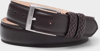 LEYVA Mens Braided-loop leather belt