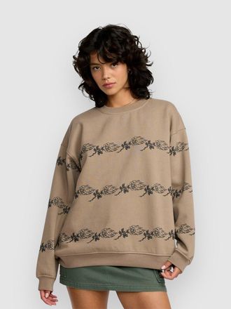 Rvca Anp Spanky Boyfriend Crew Sweater desert taupe