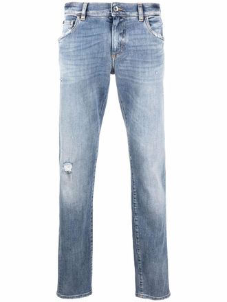 Dolce & Gabbana distressed slim-fit jeans - men - Cotton/Spandex/Elastane - 58 - Blue
