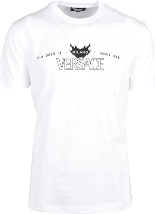 Versace Tops, Heren, Wit, L, Katoen, T-shirts
