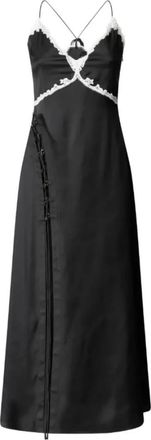 Pinko Lace Midi Dress - Dames - Casual kleedjes - Zwart - L - Kleedjes