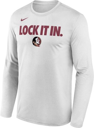 Nike Florida State 2026 On-Court Bench Nike Mens Dri-FIT College Long-Sleeve T-Shirt in White | M22284P870FLST-WHT