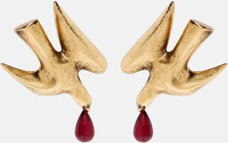 Saint Laurent Dove embellished drop earrings
