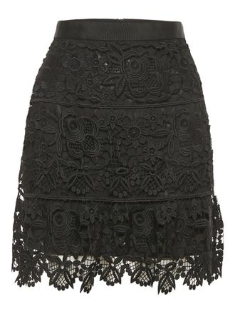 Self Portrait lace floral mini skirt - Black
